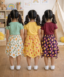 Cotton Fish Midi Floral Printed Skirt | Casual wear for Girl Kids Age 2 To 9 Years (Pack of 3)