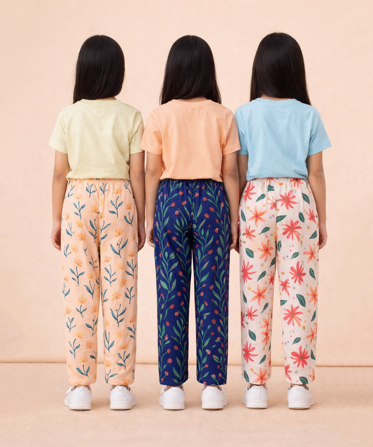Girls Cotton Printed Track Pants (Pack of 3) | Nightwear & Casual | 6–9 Years
