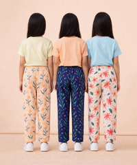 Girls Cotton Printed Track Pants (Pack of 3) | Nightwear & Casual | 6–9 Years