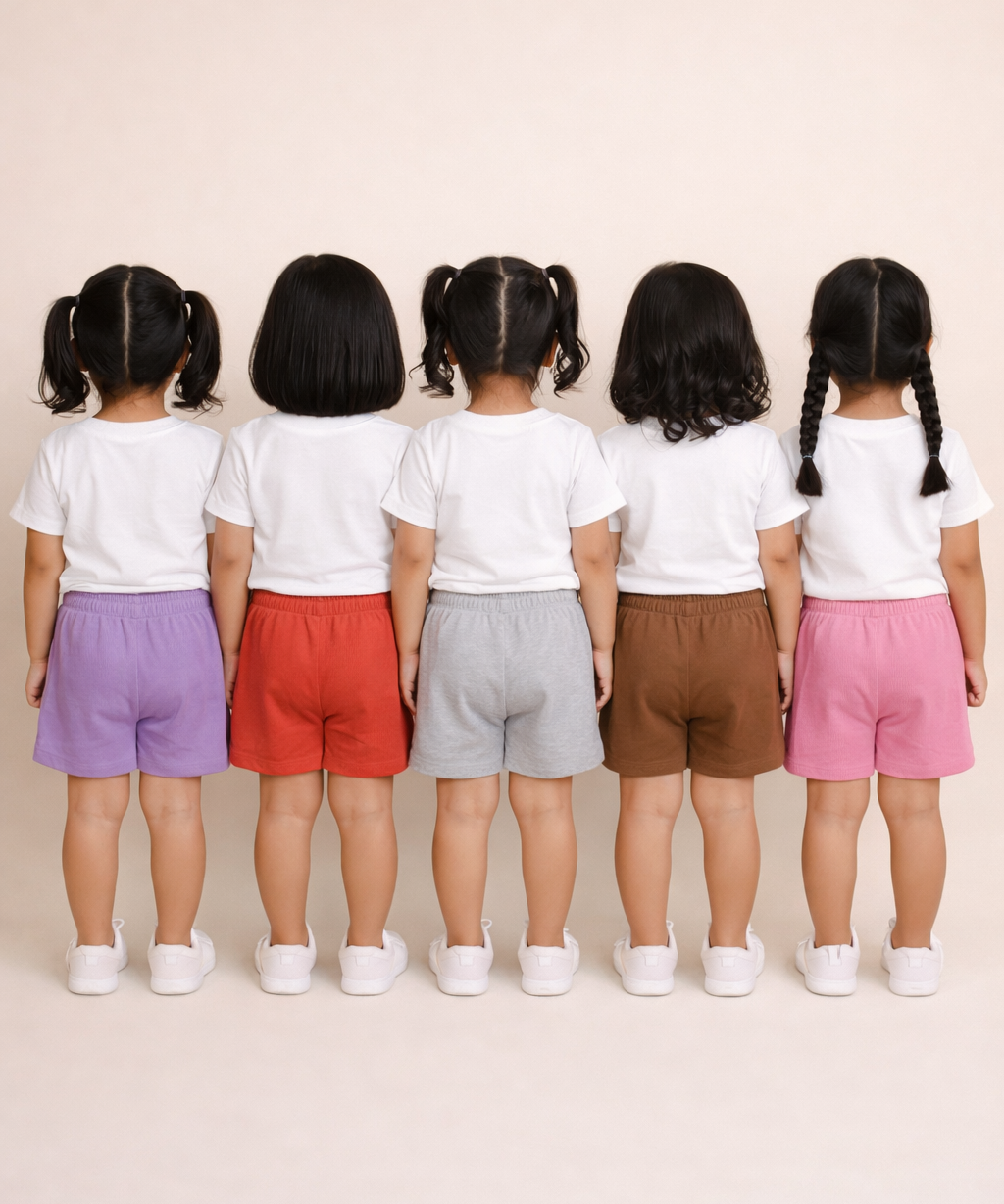 Pure Cotton Plain Shorts for Boys Kid with Elastic Age 1 to 4 Years (Pack of 10)