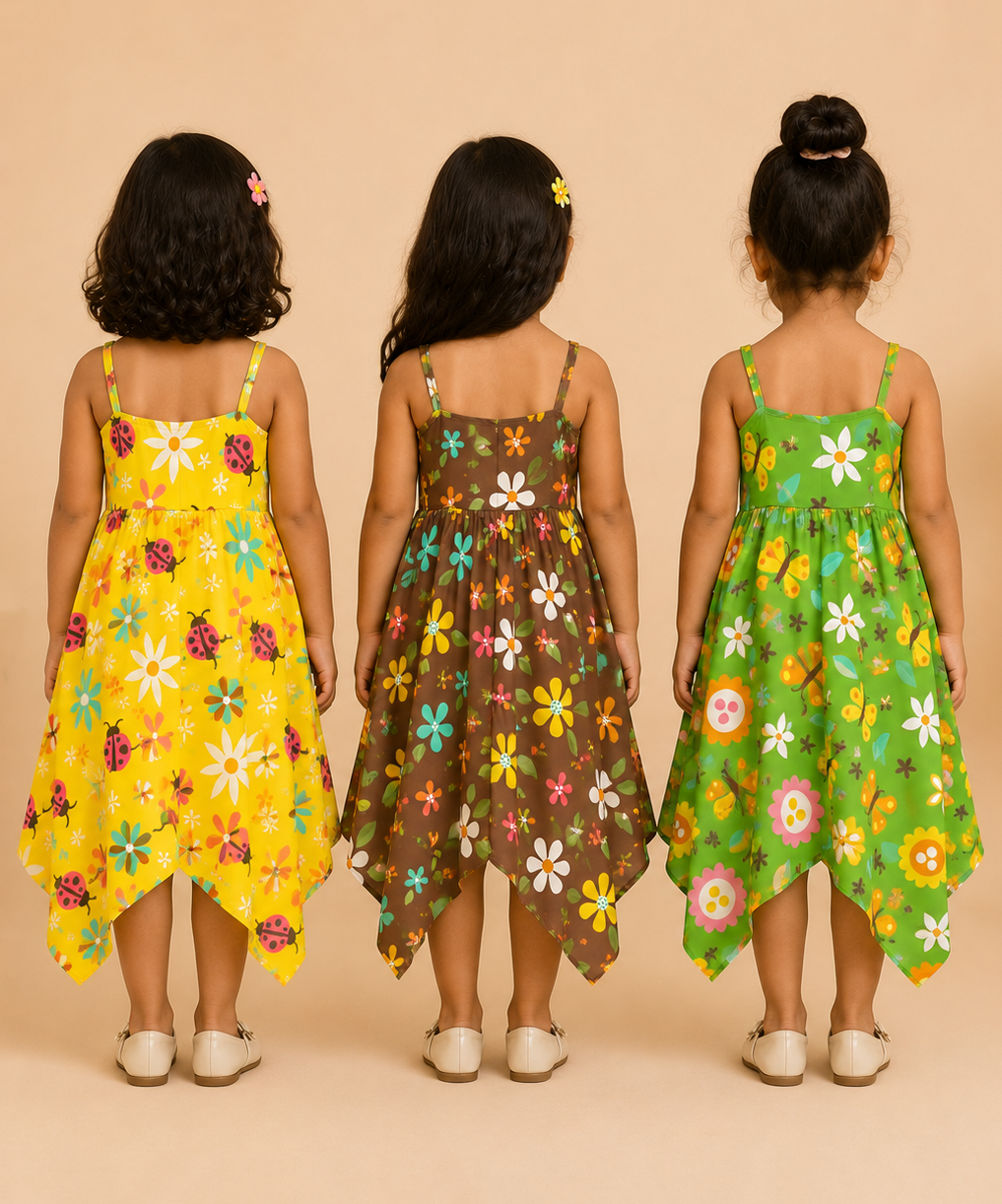 Fish Frock Floral Printed | Casual wear for Girl Kids Age 1 To 6 Years (Pack of 3)