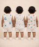 Baby Girls Sleeveless Muslin Cotton Printed Jebla Vest | 3–12 Months (Pack of 3)