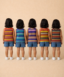 Cotton Stripes Kids Girls Sleeveless T-shirt (Pack of 5)