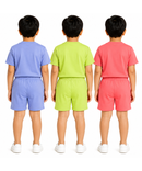 Kids Typography Print T-Shirt & Shorts Co-Ord Set for Boys | Age 6 Months-3 Years | Pack Of 3 Set Combo