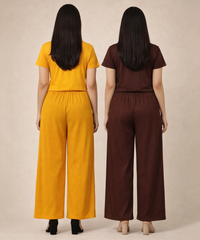 Birdseye Mesh Palazzo Pant | Casual Night wear for Women (Pack of 2)
