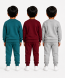 Boys Full Sleeve Cotton Winter Co-Ord Set | Typography Chest Printed Sweatshirt & Jogger Track Pant | Age 1 to 4 Years (Pack of 3 Sets)