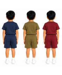 Kids Cartoon Print T-Shirt & Shorts Co-Ord Set for Boys | Age 6 Months-3 Years | Pack Of 3 Set Combo