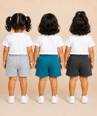 Pure Cotton Plain Shorts for Girls Kid with Elastic Age 3 Months to 4 Years (Pack of 3)