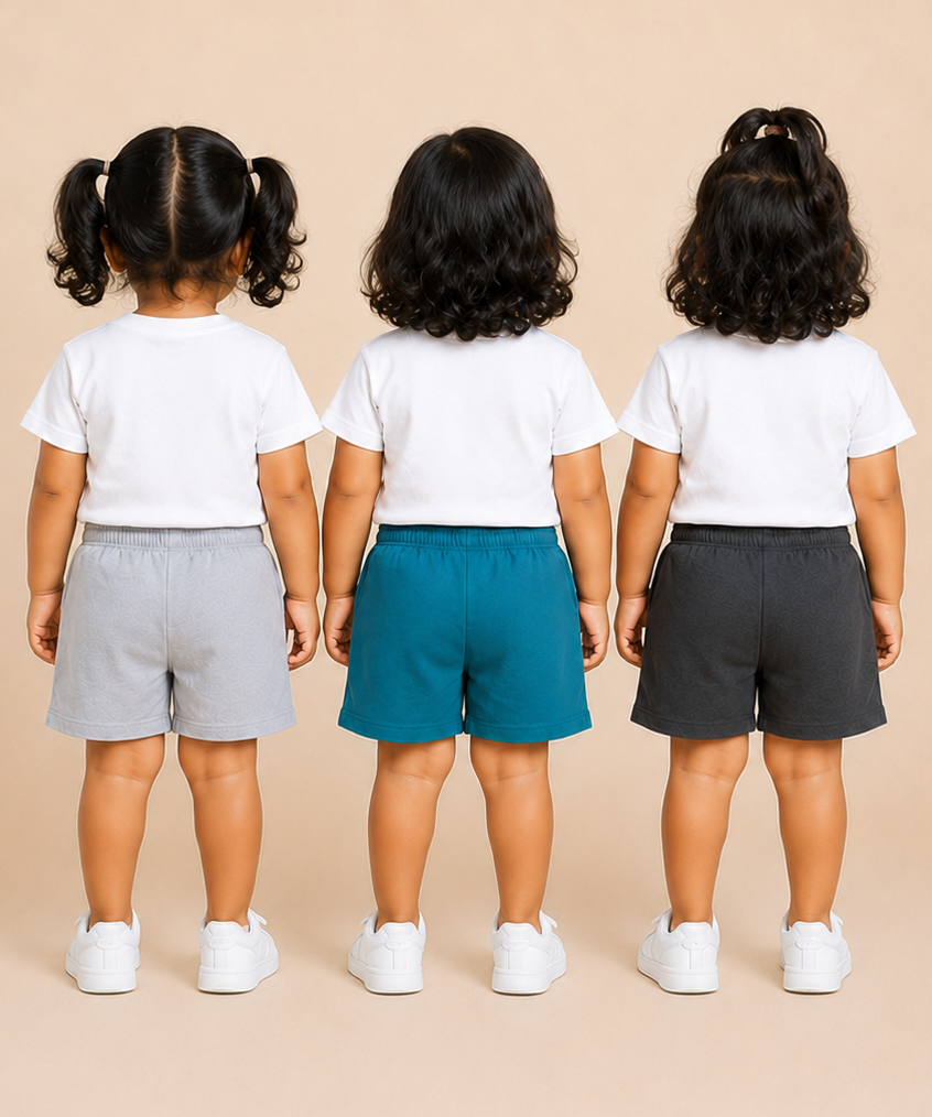 Pure Cotton Plain Shorts for Girls Kid with Elastic Age 3 Months to 4 Years (Pack of 3)