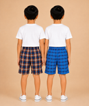 Kids Boys Checkered & Printed Cotton Shorts | Age - 5 to 10 Years | Soft Elastic Waist Casual Shorts | Combo Pack of 2 Pieces