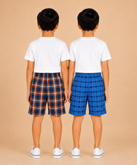 Kids Boys Checkered & Printed Cotton Shorts | Age - 5 to 10 Years | Soft Elastic Waist Casual Shorts | Combo Pack of 2 Pieces