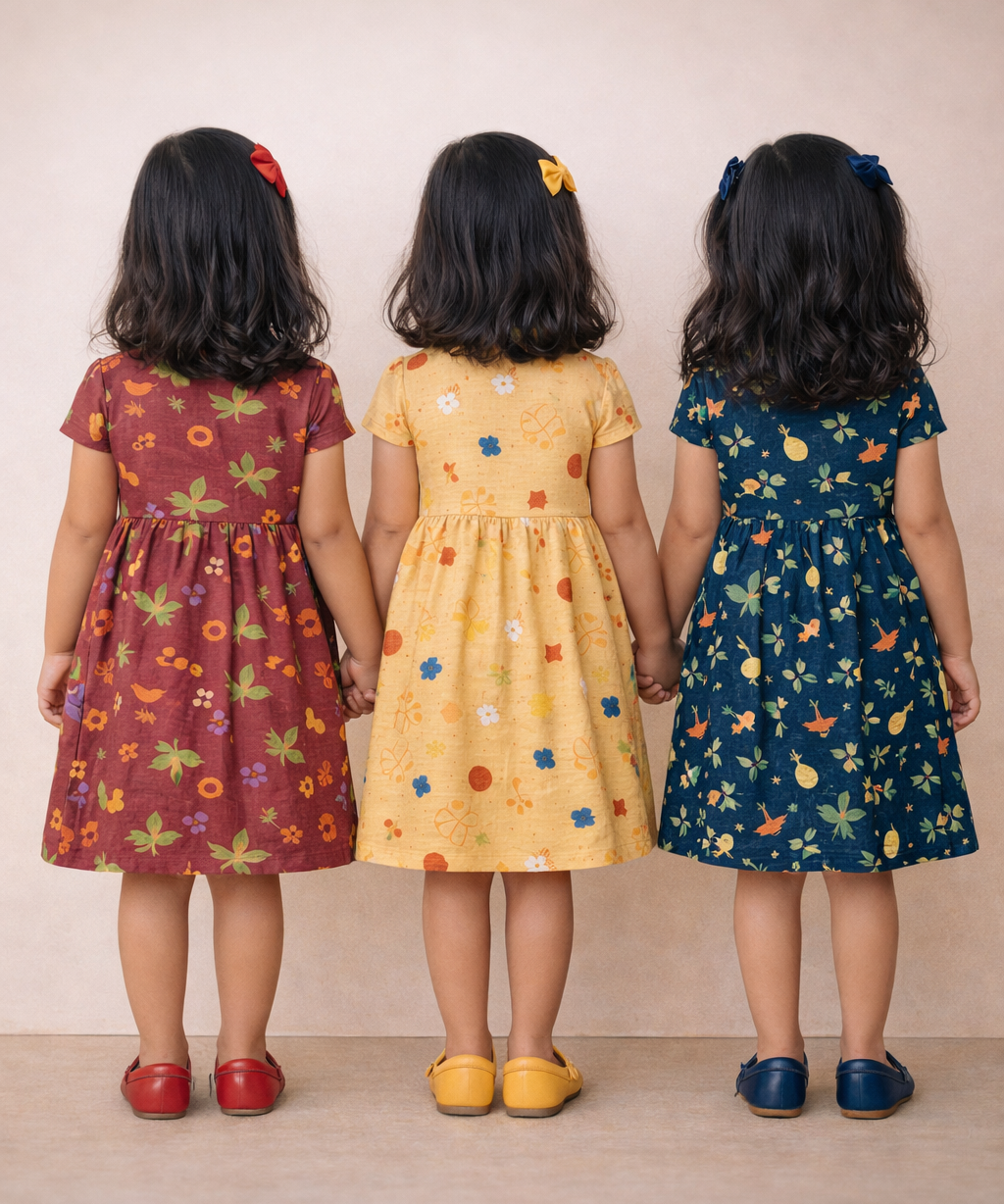 Girl Kids Frock 100% Cotton Floral Printed Gown Dress/Frock Dress | Age 1 to 8 Years (Pack of 3 Pieces)