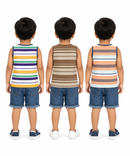 Cotton Stripes Kids Sleeveless Tshirt (Pack of 3)