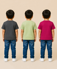 Kids Boys Popcorn Stripes Half Sleeve T-Shirt | Age 3 to 6 Years (Pack of 3 Pieces)