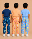 Pure Cotton Boys Printed Track Pant for Casual Night wear for Kids | Age 0 To 8 Years (Pack of 3)
