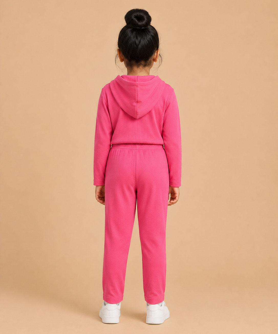 Girls Ribbed Hooded Co-Ord Set for Kids | Full Sleeve Hoodie Top & Track Pant Set | Age 1 to 10 Years | Casual Wear Outfit for Girls