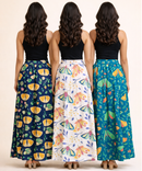 Rayon Floral Printed Skirt for Women Casual & Party Wear | Combo (Pack of 3)