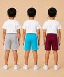Kids Double Side Stripe Sports Shorts | Cotton Casual Shorts for Boys | Age 6-9 Years | Pack Of 3 Pieces Combo
