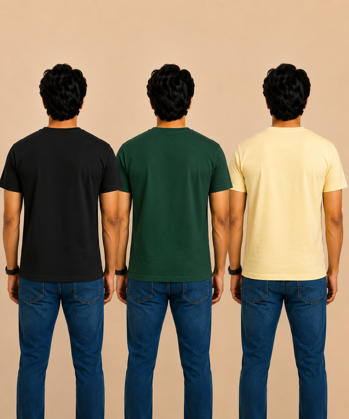 Men's Half Sleeve Printed Round Neck T-Shirt Combo (Pack of 3)