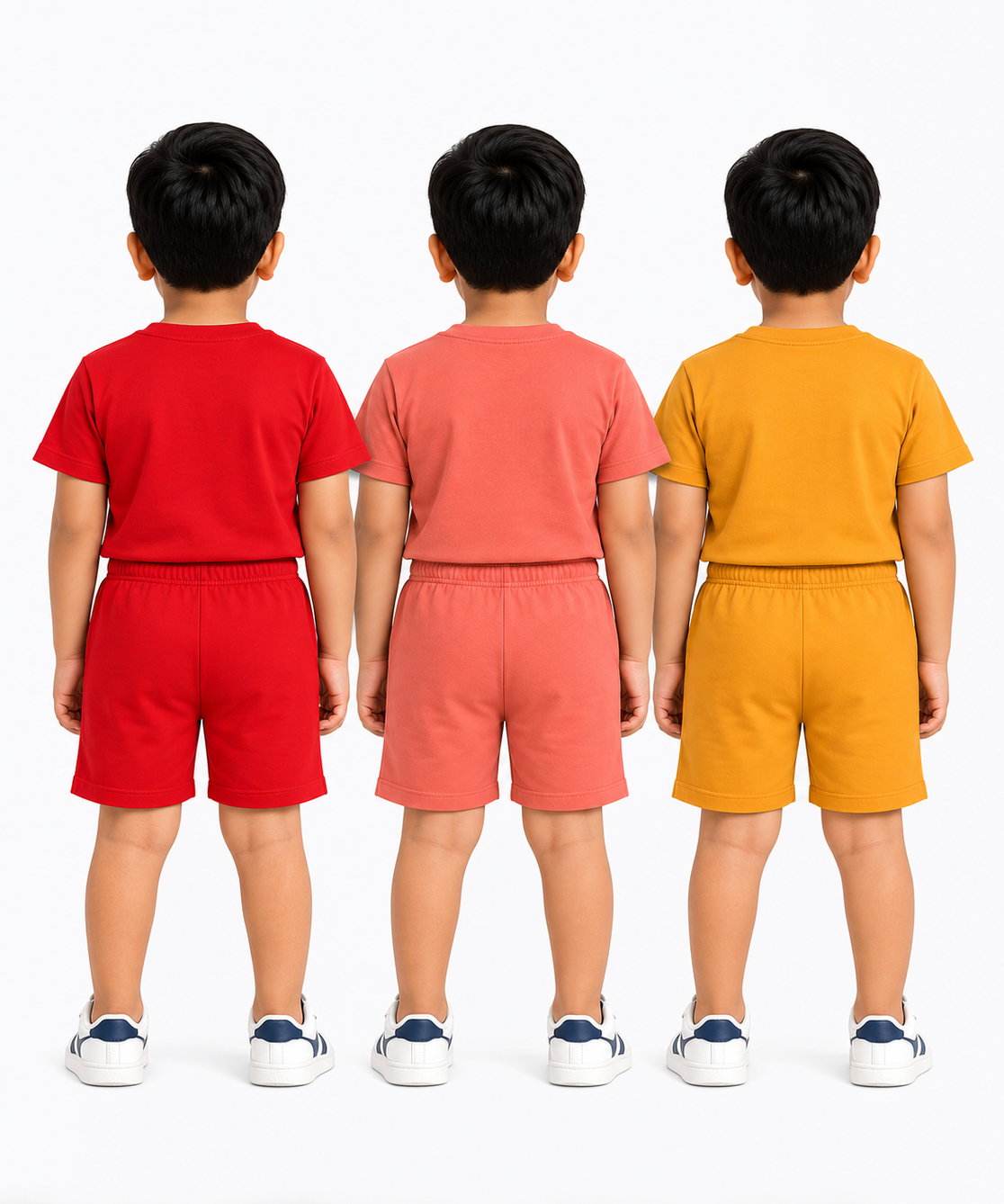Kids Typography Print T-Shirt & Shorts Co-Ord Set for Boys | Age 6 Months-3 Years | Pack Of 3 Set Combo