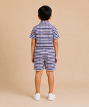 Polyester Checked Shirt and Shorts Set for Boy Kids Casual Wear Half Sleeve Co-Ord Set with Elastic Waist Shorts | Age 6 to 7 Years