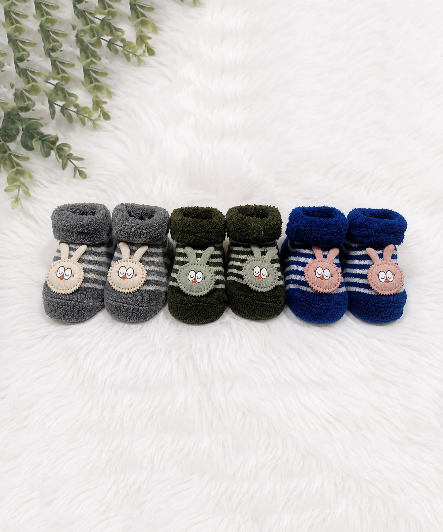 Soft Cotton Baby Booties | 0 to 12 Months | Pack of 3 Pairs Set