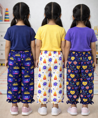 Pure Cotton Pajama Pant for Casual wear for Girl Kids Age 0 To 6 Years (Pack of 3)