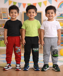 Cotton Track Pant with Bottom Cuff | Random Cartoon Printed | Age 0 to 5 Years (Pack of 3 Pieces)
