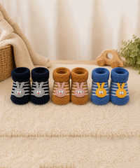 Soft Cotton Baby Booties | 0 to 12 Months | Pack of 3 Pairs Set
