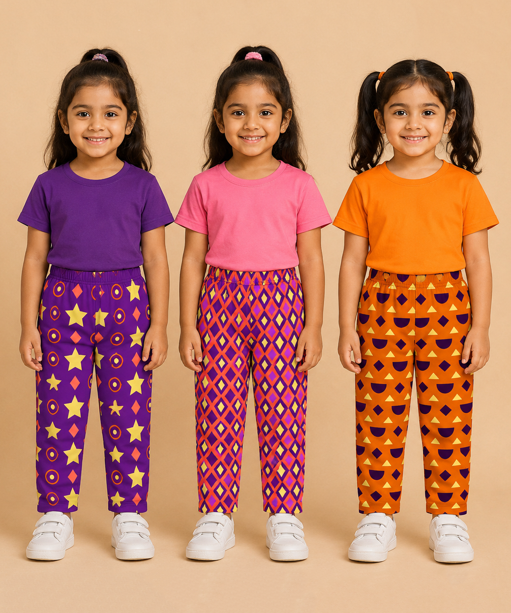 Pure Cotton Girls Printed Track Pant for Casual Night wear for Kids | Age 0 To 8 Years (Pack of 3)