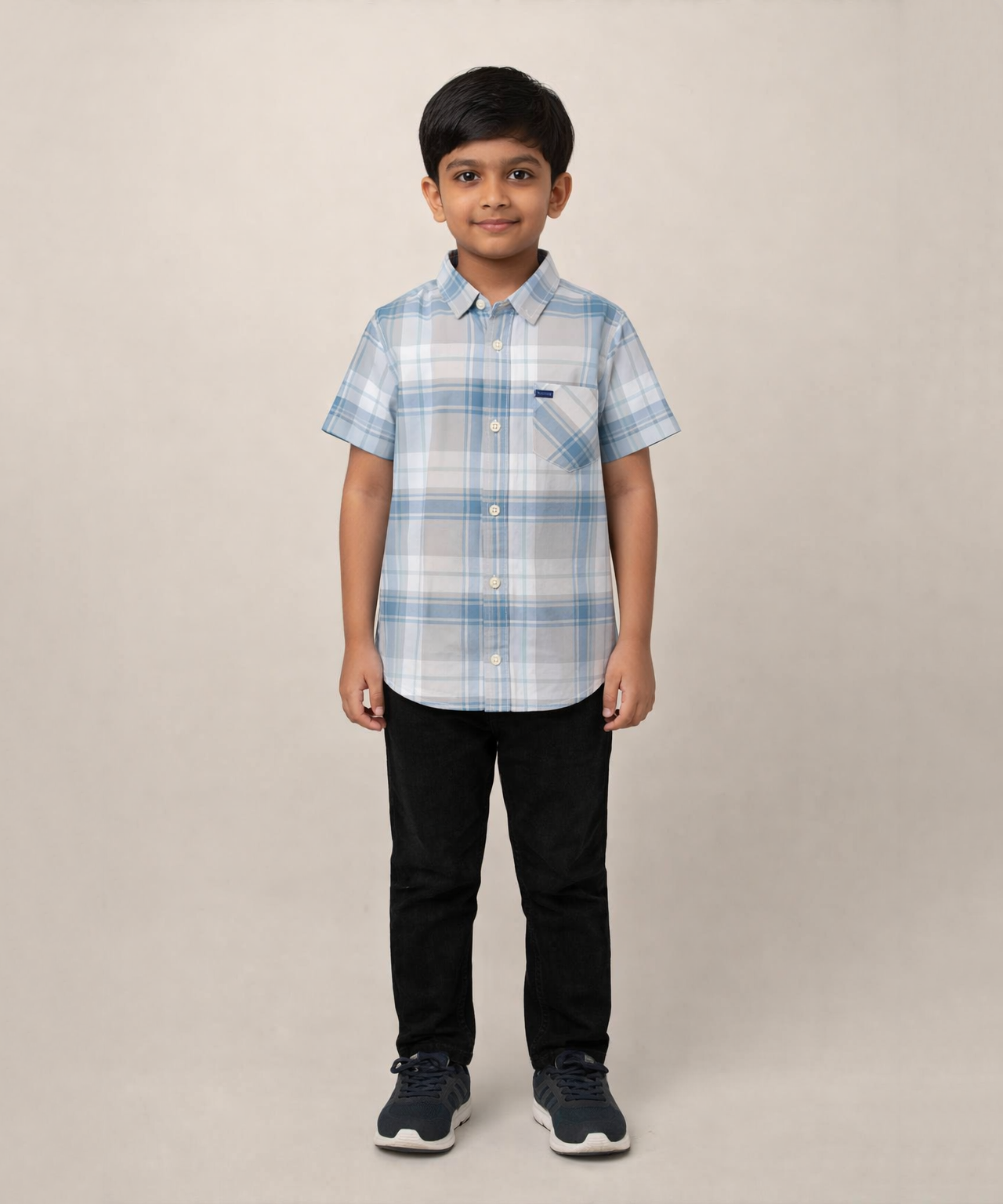 Kids Checked Cotton Shirt | Half Sleeve Casual Wear | Age 3–13 Years