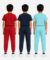 Boys Graphic Printed T-Shirt & Typography Track Pant Co-Ord Set | Age 2-5 Years | Pack Of 3 Set