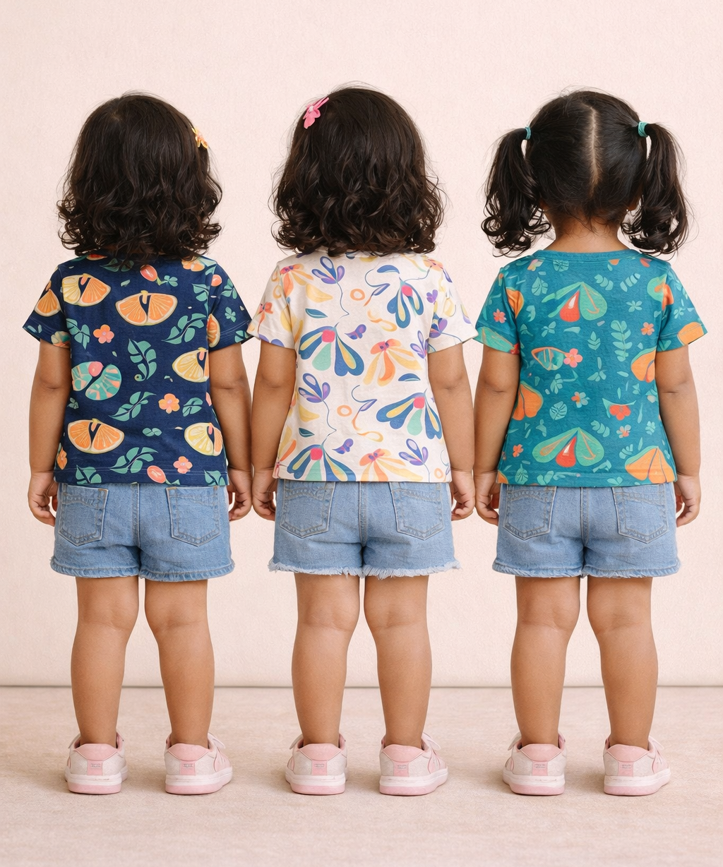 Kids Girls Cotton Printed T-shirt | 0 to 3 Years (Pack Of 3 Pieces)