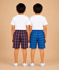 Kids Boys Checkered & Printed Cotton Shorts | Age - 5 to 10 Years | Soft Elastic Waist Casual Shorts | Combo Pack of 2 Pieces