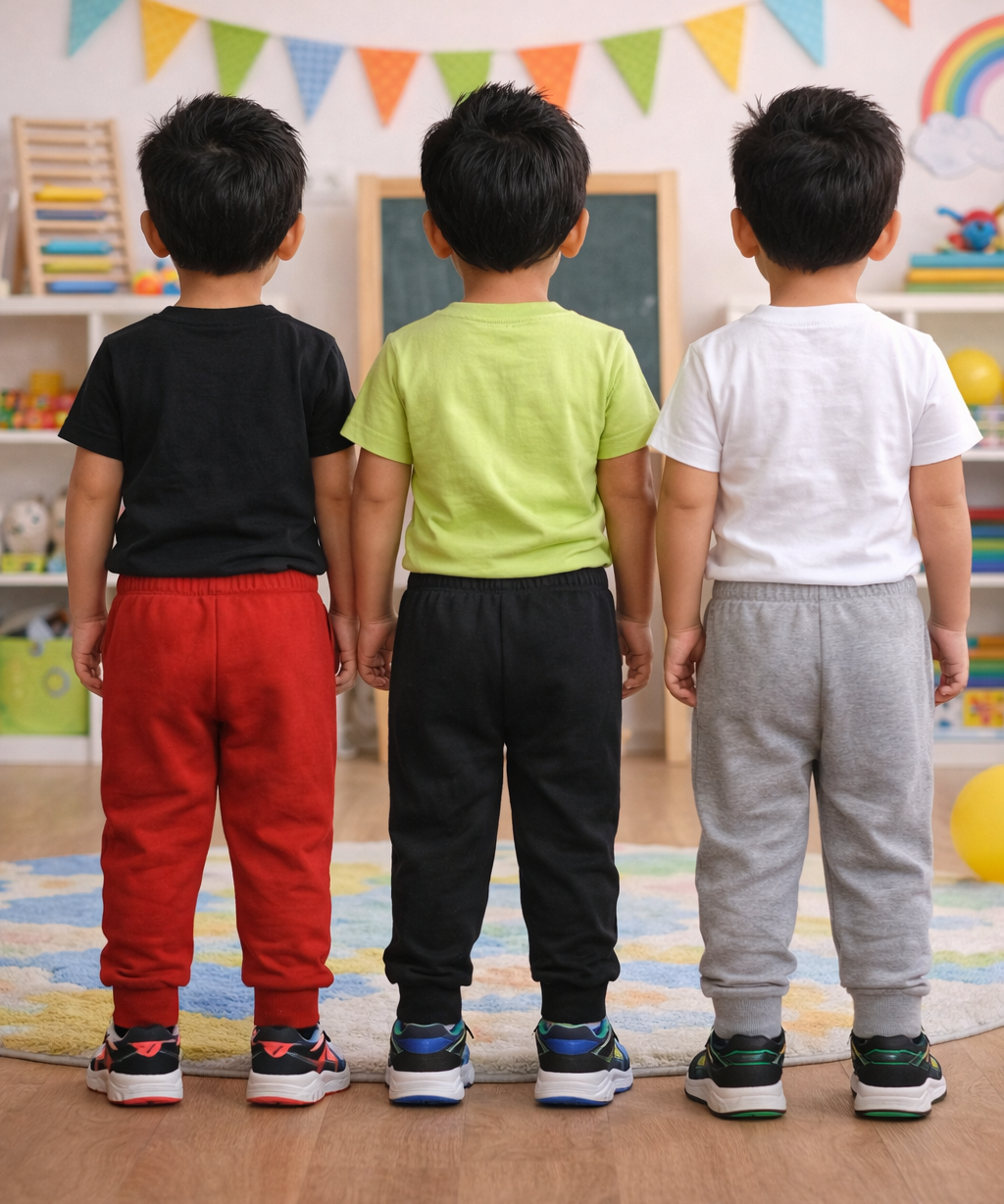 Cotton Track Pant with Bottom Cuff | Random Cartoon Printed | Age 0 to 5 Years (Pack of 3 Pieces)