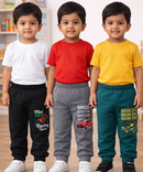 Cotton Track Pant with Bottom Cuff | Random Cartoon Printed | Age 0 to 5 Years (Pack of 3 Pieces)
