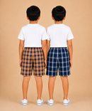 Kids Boys Checkered & Printed Cotton Shorts | Age - 5 to 10 Years | Soft Elastic Waist Casual Shorts | Combo Pack of 2 Pieces