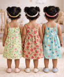 Girl Baby Sleeveless Cotton Frock Printed with Underwear | Age 0 to 6 Months (Pack of 3 Pieces)