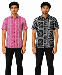 Men's Printed Casual Half Sleeve Shirt | Size - L,XL,2XL | Regular Fit Summer Resort Shirts for Men | Pack Of 2 Piece Combo
