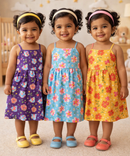Girl Baby Sleeveless Cotton Frock Printed with Underwear | Age 0 to 6 Months (Pack of 3 Pieces)