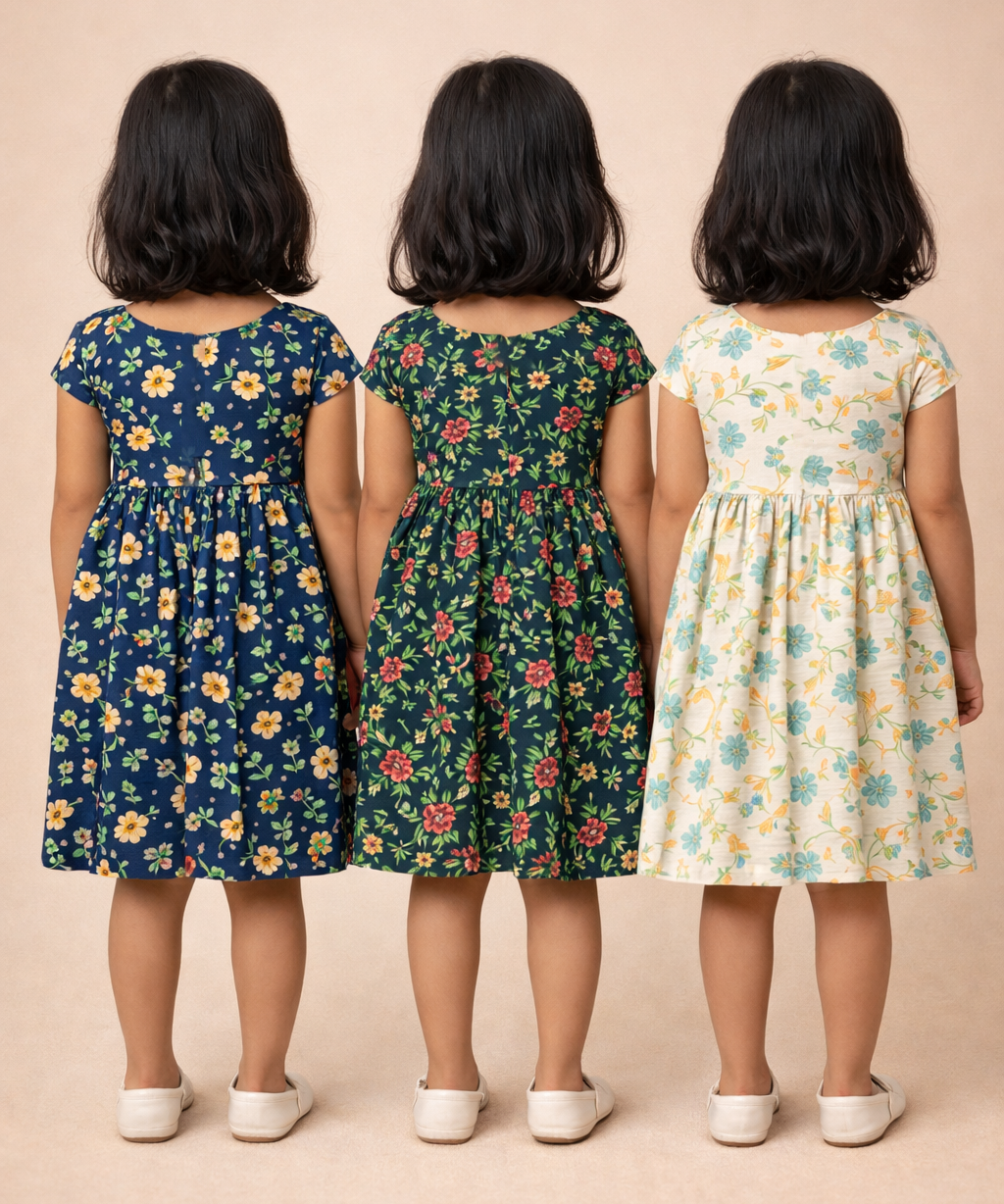 Girl Kids Frock 100% Cotton Floral Printed Gown Dress/Frock Dress | Age 1 to 8 Years (Pack of 3 Pieces)