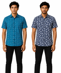 Men's Printed Casual Half Sleeve Shirt | Size - L,XL,2XL | Regular Fit Summer Resort Shirts for Men | Pack Of 2 Piece Combo