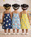 Girl Baby Sleeveless Cotton Frock Printed with Underwear | Age 0 to 6 Months (Pack of 3 Pieces)