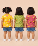 Kids Girls Cotton Printed T-shirt | 0 to 3 Years (Pack Of 3 Pieces)