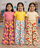 Printed Palazzo Pant | Casual Night wear for Girl Kids Age 4 To 10 Years (Pack of 3)