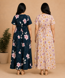 Maternity Feeding Maxi Dress | Nursing Friendly Nighty Style (Pack of 2 Pieces)