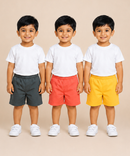 Pure Cotton Plain Shorts for Boys Kid with Elastic Age 3 Months to 4 Years (Pack of 3)