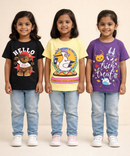 Kids 100% Cotton Fine Tshirt With Printed Multi Colour | Age 1 to 6 Years (Pack of 3 Pieces)