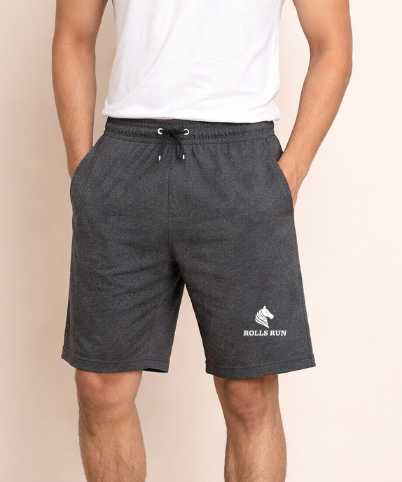 Men's Cotton Fabric Shorts for Regular Wear | Grey Color | Sizes M, L, XL, 2XL | Rolls Run