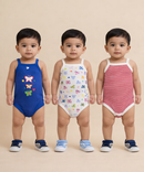 Boy & Girl Baby Tank Bodysuit | 100% Pure Cotton | Age 0-12 Months (Pack of 3 Combo)